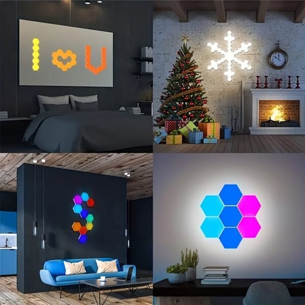 10pcs DIY Smart Hexagonal Lights Wall Lights LED Wall Panel Lights, USB-Power Connectors, Smart Application Control And Music Control, Hexagonal Lights For Game Room Party Bedroom Decoration