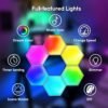 6pcs Music Sync Hexagon Lights - Smart APP And Remote RGB Wall Light Hexagonal Modular Light Honeycomb Shape Panels LED Lights For Bedroom And Study Decor