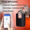 Heavy-duty Fingerprint Padlock With Application - Waterproof Biometric Smart Lock, With Key, Suitable For Warehouses, Fences, Outdoor Doors, Rechargeable Smart Padlock