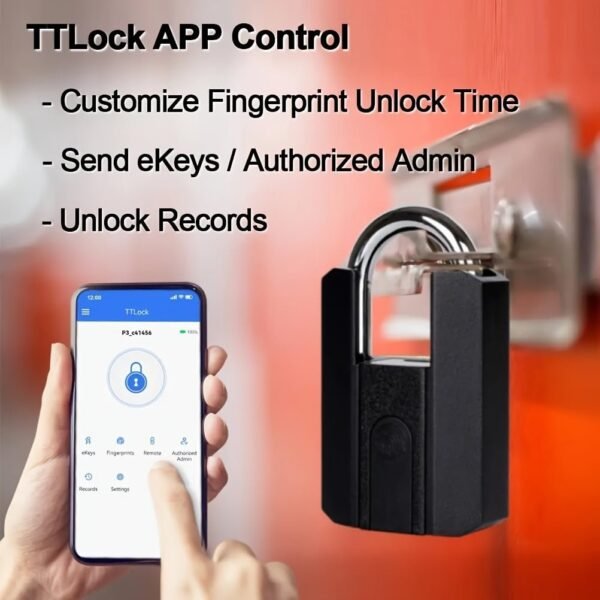 Heavy-duty Fingerprint Padlock With Application - Waterproof Biometric Smart Lock, With Key, Suitable For Warehouses, Fences, Outdoor Doors, Rechargeable Smart Padlock
