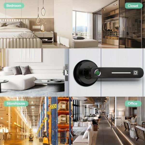 GeekTale Fingerprint Door Lock, Smart Door Lock With App, Smart Door Handle Fingerprint Door Knob Door Levers For Bedroom,