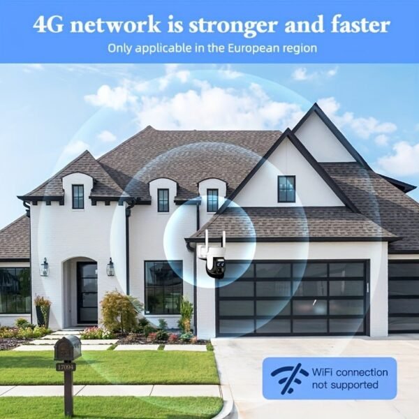 3G/4G LTE EU Cellular Security Camera Solar With SIM Card (Verizon AT&T T-Mobile), Wireless Outdoor No WiFi Security Camera, 2K HD PTZ Night Vision Motion Detection 2 Way Talk SD&Cloud Storage(Support Europe Coutries Only )