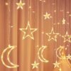 1 set of 12 pieces twinkling LED curtain string lights star and moon string star moon lights Ramadan Christmas decoration lights suitable for wedding Valentine's Day home garden bedroom outdoor indoor wall decoration
