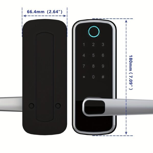 Smart Door Lock, Keyless Entry Door Lock Fingerprint Door Lock With Keypad Digital Door Lock With Handle For Home, Rental, Office And Hotel (Silvery)