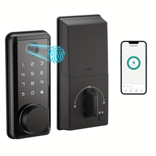 BULIST Smart Lock, Fingerprint Door Lock, Keyless Entry Door Lock, Touchscreen-Backlit Keypad Deadbolt - Tuya APP Full Control, Easy Installation and Programming - Black (Sales only in North America)
