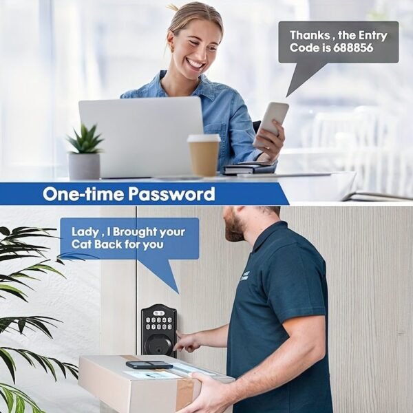 Smart Keyless Entry Door Lock With Electronic Keypad Deadbolt & Lever - Easy Installation & Auto Lock Feature For Front Door Security (Battery Not Included)