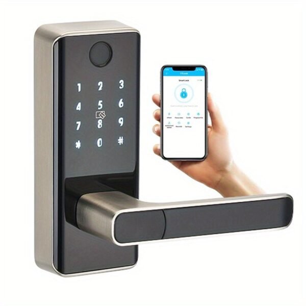 Touch Screen Half Panel Lock TTLOCK-TH04T 5-in-1 Keyless Entry Door Locks, Smart Door Lock Fingerprint Door Lock Keypad Door Lock