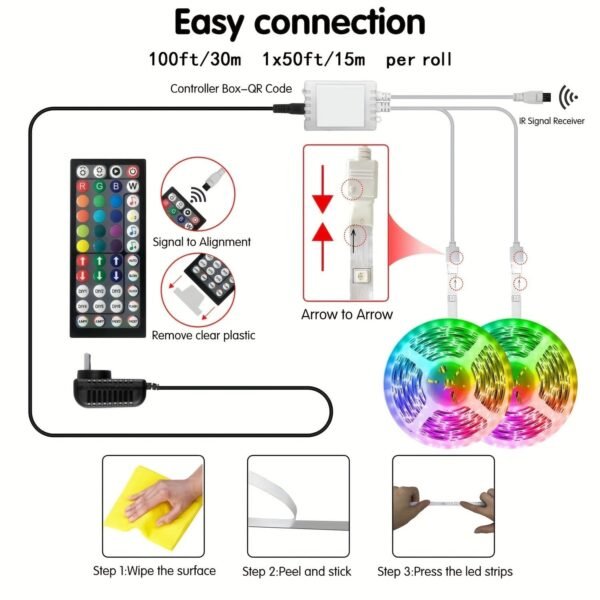 100ft/50ft Led Strip Lights, Led Lights For Bedroom, Smart Led Lights APP Control, DIY Multiple Colors On One Line, Color Changing LED Lights Music Sync For Garden Decor Home Decor Living Room, Halloween,Christmas, Wedding Decor, Wall Decor, For Camping,