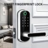Smart 5 In 1 Door Lock With Handle Biometric Technology Storage Memory Function