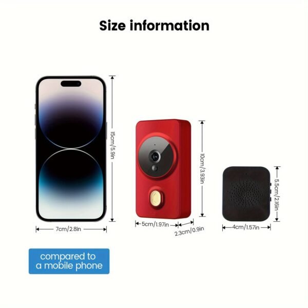 2024 new smart visual doorbell, smart system control, 2.4G wireless wifi for home and commercial use, no need to drill holes for the app camera (no built-in battery, shipped without battery).