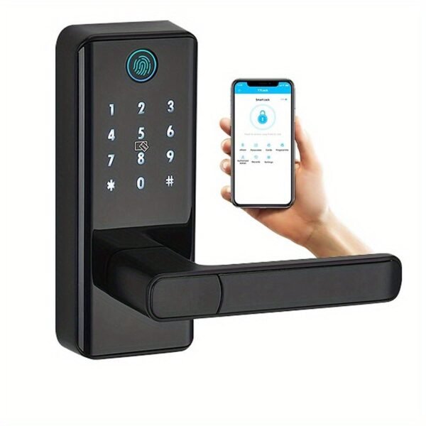 Touch Screen Half Panel Lock TTLOCK-TH04T 5-in-1 Keyless Entry Door Locks, Smart Door Lock Fingerprint Door Lock Keypad Door Lock