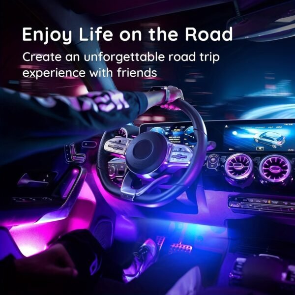 4pcs Interior Car Lights, Car LED Lights, Car Accessories, Smart APP Control With Remote Control, Music Sync Color Change, RGB Inside Car Lights With DIY Mode And Music Mode, DC 12V For Home Decor Living Room, Halloween, Christmas Decor, Car Accessories,
