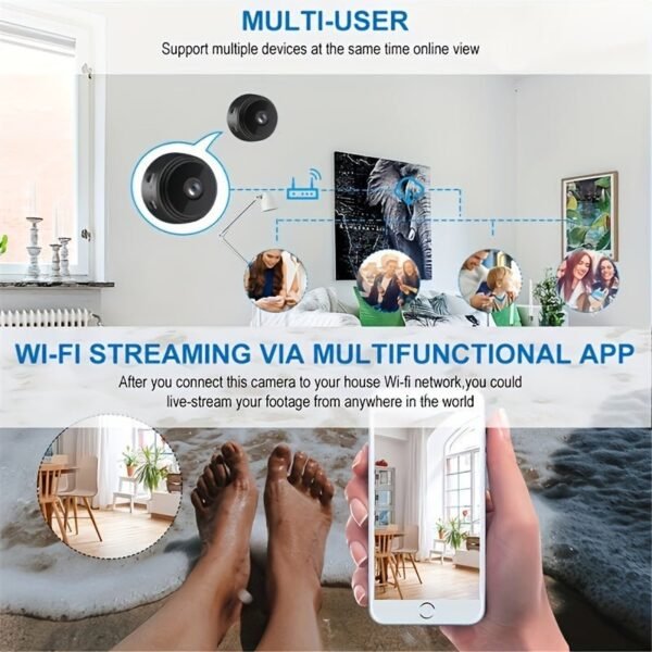 1pc wireless mini surveillance camera, intelligent 2.4Ghz Wifi security indoor and outdoor camera, supporting two-way audio, infrared night vision, motion detection and automatic tracking, baby and pet monitors