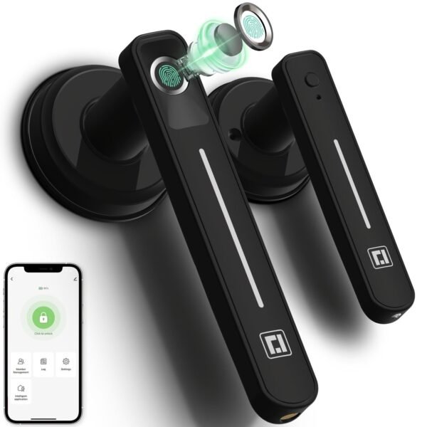 GeekTale Fingerprint Door Lock, Smart Door Lock With App, Smart Door Handle Fingerprint Door Knob Door Levers For Bedroom,