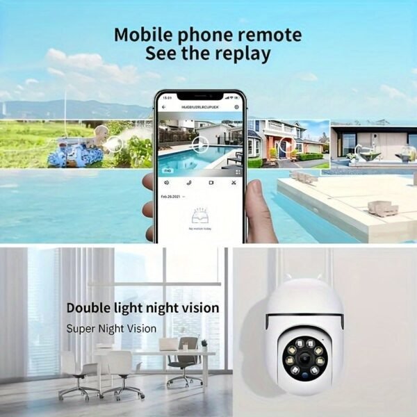 Camera and Color Night Vision Wireless 1080p HD Indoor/Outdoor Camera Bidirectional Audio Wireless Safety Camera Pan/Tilt/Zoom Wi Fi Smart Home Safety Camera and Pet Movement Tracking Color Night Vision Bidirectional Audio