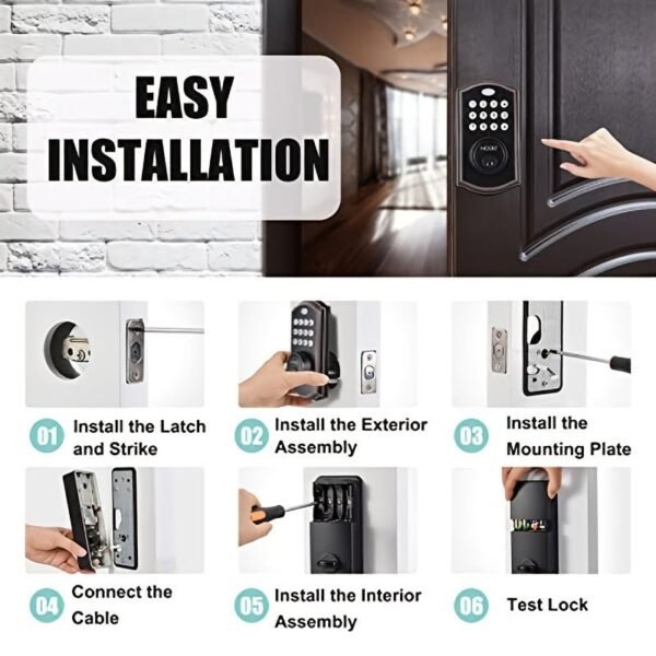 Noqiz Keyless Entry Door Lock, Smart Lock With Touchscreen Keypad, Secure Deadbolt Lock With 50 User Codes, Easy Installation, Auto Lock, Bedroom Door, Home, Apartment, M15 ORB