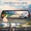 Car Rearview Mirror Camera, 9.66" Dual 1080P IPS Full Touch Screen Waterproof Front And Rear Cameras, Parking Assist And Monitor, Night Vision, 160° Viewing Angle, Split Screen Display With 8GB Memory Card