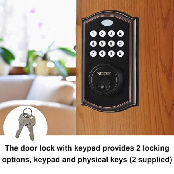 Noqiz Keyless Entry Door Lock, Smart Lock With Touchscreen Keypad, Secure Deadbolt Lock With 50 User Codes, Easy Installation, Auto Lock, Bedroom Door, Home, Apartment, M15 ORB