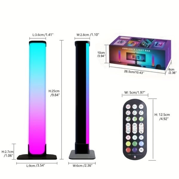 2pcs Smart LED Light Bars, RGB Night Light With Remote Control And APP Control, Music Sync Backlight For Gaming TV Bedroom Decoration, Desktop Lamp