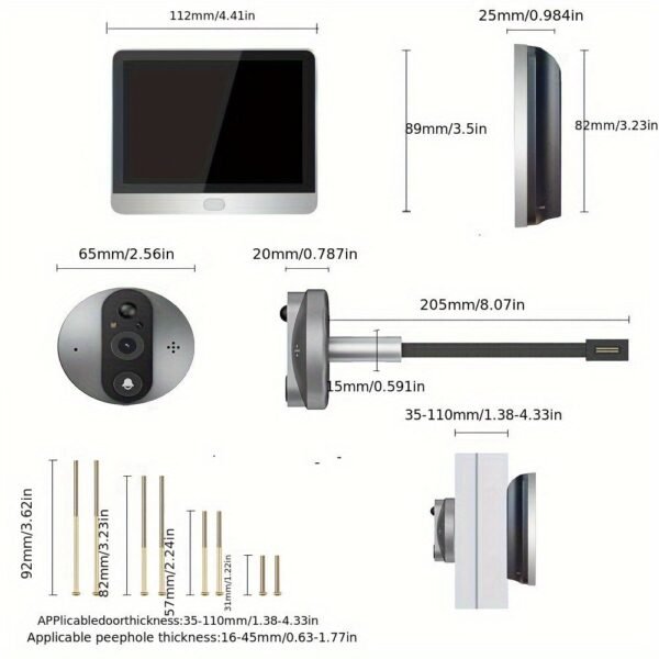 1080P Tuya Smart Security-protection Peephole Video Doorbell Wireless Wifi Two-Way Audio Video Door Eye With Camera In The Private House