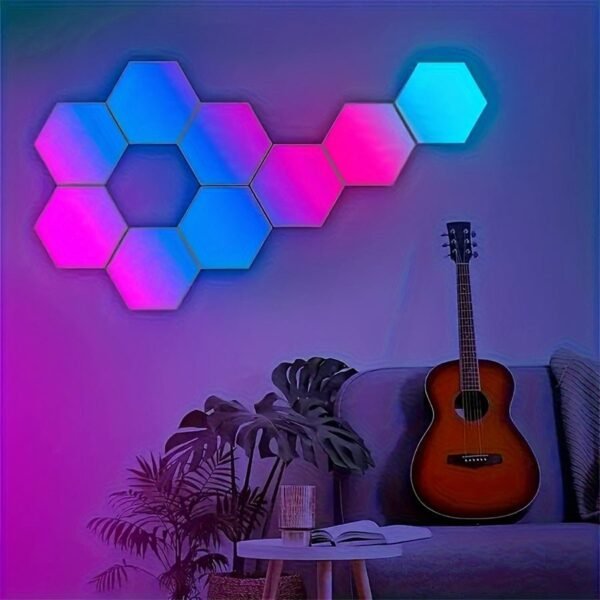 10pcs DIY Smart Hexagonal Lights Wall Lights LED Wall Panel Lights, USB-Power Connectors, Smart Application Control And Music Control, Hexagonal Lights For Game Room Party Bedroom Decoration