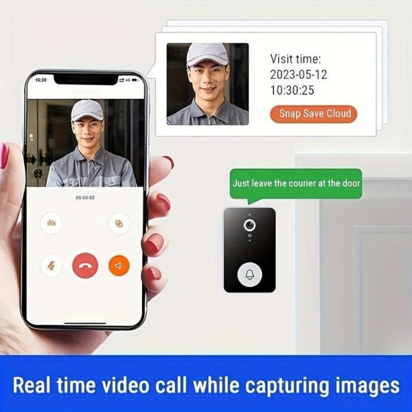 Smart Doorbell, Smart Wireless Remote Video Doorbell Intelligent Visual Doorbell, Home HD Night Vision Wi-Fi Security Door Doorbell.