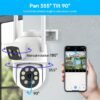 4MP(2MP+2MP) WiFi Security Camera Outdoor, Dual Lens 2.4/5ghz Wireless IP Camera Video Surveillance For Home Security CCTV Monitor,AI Human Tracking, Color Night Vision,Two Way Audio,Pan Tilt Rotation,Work For Eseecloud APP,Without TF Card