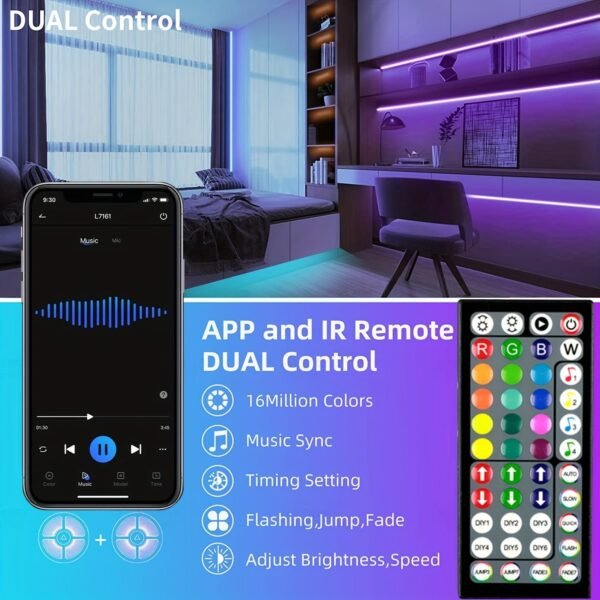 100ft/50ft Led Strip Lights, Led Lights For Bedroom, Smart Led Lights APP Control, DIY Multiple Colors On One Line, Color Changing LED Lights Music Sync For Garden Decor Home Decor Living Room, Halloween,Christmas, Wedding Decor, Wall Decor, For Camping,