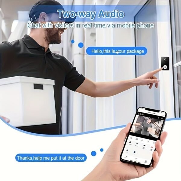 Smart Doorbell, Smart Wireless Remote Video Doorbell Intelligent Visual Doorbell, Home HD Night Vision Wi-Fi Security Door Doorbell.