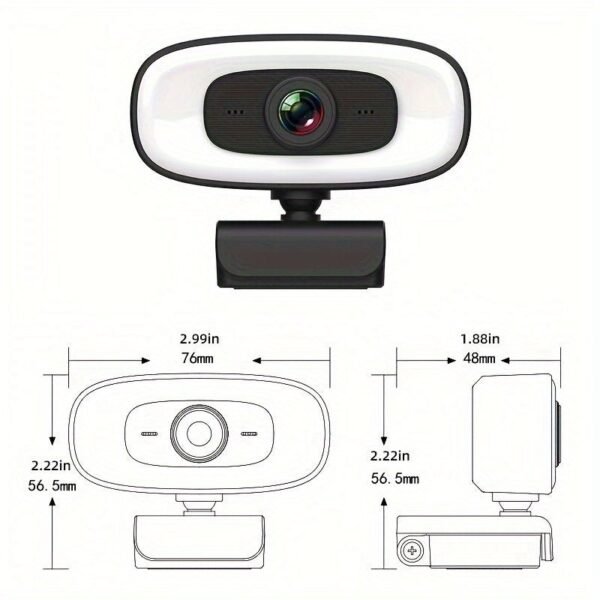 4K HD Computer Webcam, Plug And Play, No Driver Required USB Interface Webcam, Built-in Microphone, Webcast Fill Light, Voice Call Conference Camera, Work Camera, Laptop External Webcam