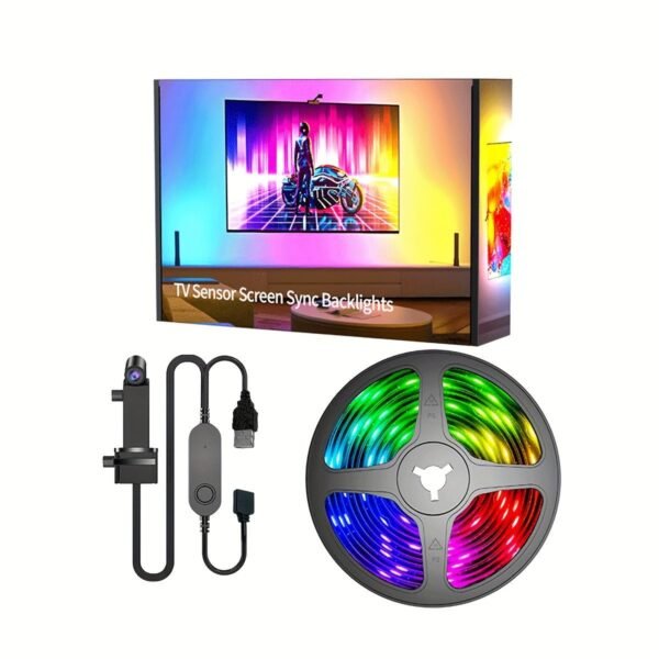 1 Pc Smart LED TV AR Sensor Backlight, Smart Color Sensing, Can Only Picker Single Point TV Color, With Music Sync Rhythm, APP Control, For 55-75 Inch TV, RGB Light Strip, For Living Room Decoration TV Atmosphere Light, TV Backlight, TV Backlight Belt Set