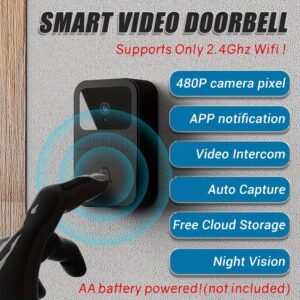 Smart Doorbell With Home App Allows You To Watch And Share Videos Remotely, Adjust Sound, 480P HD Clear Night Vision, Store Videos In The Cloud, No Battery.