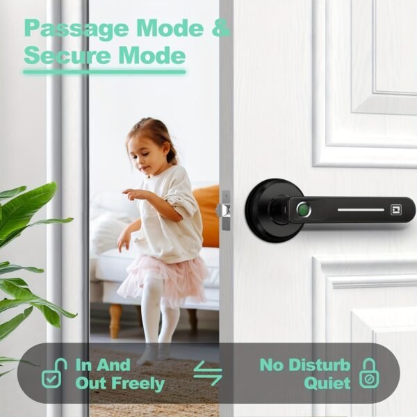 GeekTale Fingerprint Door Lock, Smart Door Lock With App, Smart Door Handle Fingerprint Door Knob Door Levers For Bedroom,