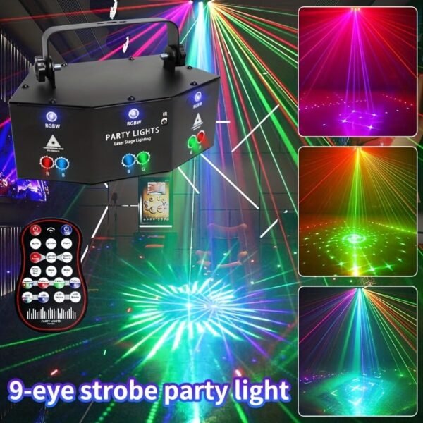 1pc 9 Eyes Pattern Colorful Lights Rotating KTV Color Changing Bedroom Room Decoration Bar Ambient Lights Bursting Indoor Smart Lights For Birthday Party, Christmas Decoration