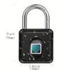 Fingerprint Padlock, Smart Padlock, Locker Lock, Biometric Metal Keyless Fingerprint Lock, Waterproof, For Gym Locker, School Locker, Luggage, Backpack, Suitcase, Black