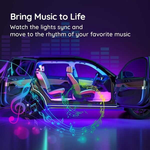 4pcs Interior Car Lights, Car LED Lights, Car Accessories, Smart APP Control With Remote Control, Music Sync Color Change, RGB Inside Car Lights With DIY Mode And Music Mode, DC 12V For Home Decor Living Room, Halloween, Christmas Decor, Car Accessories,