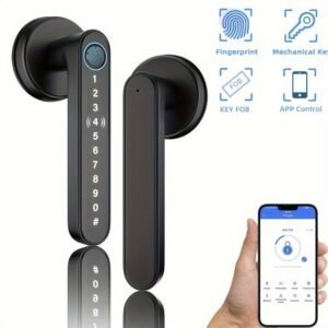 Smart Fingerprint Door Lock Waterproof Door Lock APP/Code/Key Card/Key 5-1 Unlock Way Gift For Birthday/Easter/President's Day (Battery Included)