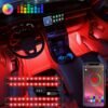4pcs Interior Car Lights, Car LED Lights, Car Accessories, Smart APP Control With Remote Control, Music Sync Color Change, RGB Inside Car Lights With DIY Mode And Music Mode, DC 12V For Home Decor Living Room, Halloween, Christmas Decor, Car Accessories,