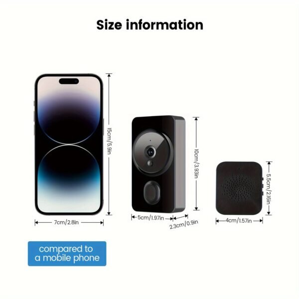 1pc Smart Wireless Doorbell, Smart 2.4G WIFI Video Doorbell, Tuya APP Smart System Control, Two-way Intercom, Night Vision Function, Video Conversation, Family Helper (delivered Without Battery)