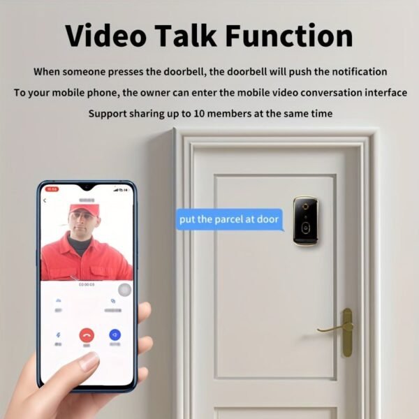 1pc Smart Visual Doorbell X10, Intelligent Visualization WIFI Multifunctional Night Vision Doorbell, 480P Camera Pixel APP Support Video Voice Change Call Function Cloud Storage, PIR Motion Detection Real-time Monitoring, 3600 mah Large Capacity Battery