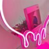 1pc Pink Heart Mirror Neon Signs For Wall Decor, Neon Mirror Lights For Women Girls Room Decor, USB Powered Led Signs For Preppy Room Decor, Pink Party Decor