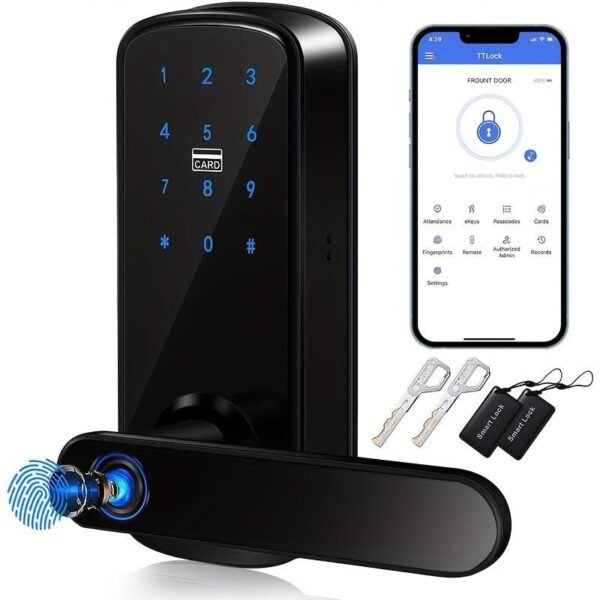 Keyless Entry Door Lock, Keypad Door Lock, Keyless Door Lock, Fingerprint Door Lock, Biometric Door Lock, Keypad Entry Door Lock, Passcode Code Door Lock, Digital Smart Door Lock (Smart Lock-Battery not included)