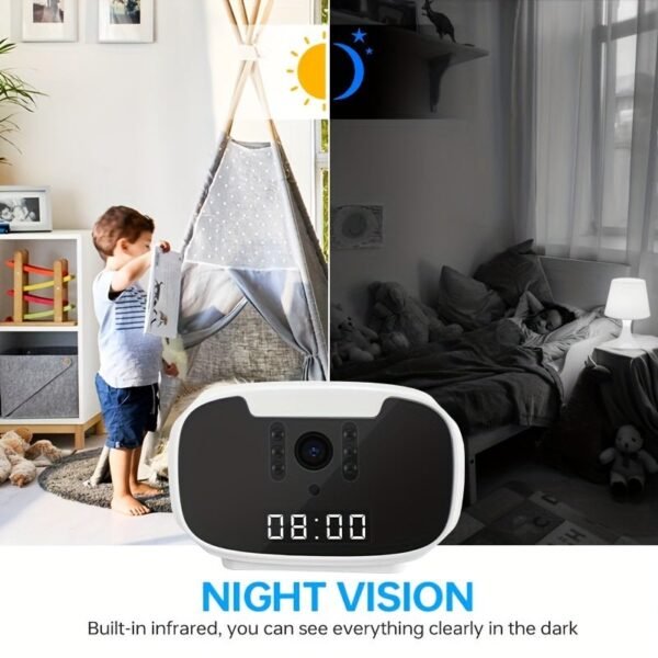 2MP Wifi Security Camera, For Indoor And Home Security, Clock Camera, Temp Showing, 2 Way Audio, Motion Detection, 1080P Night Vision, App Online Viewing, Without SD Card