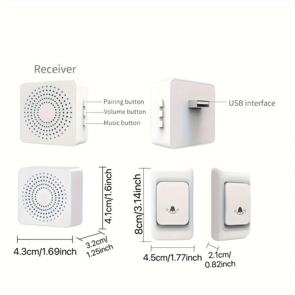 1pc Smart Home, USB Wireless Doorbell, Waterproof, 38 Kinds Of Chime Switching Smart Doorbell, Outdoor Electronic Doorbell, 5905.51 Inches Long Distance Remote Control Doorbell, Jingle Doorbell Wireless Call Doorbell For The Elderly