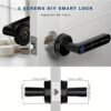 Smart Fingerprint Door Lock Waterproof Door Lock APP/Code/Key Card/Key 5-1 Unlock Way Gift For Birthday/Easter/President's Day (Battery Included)