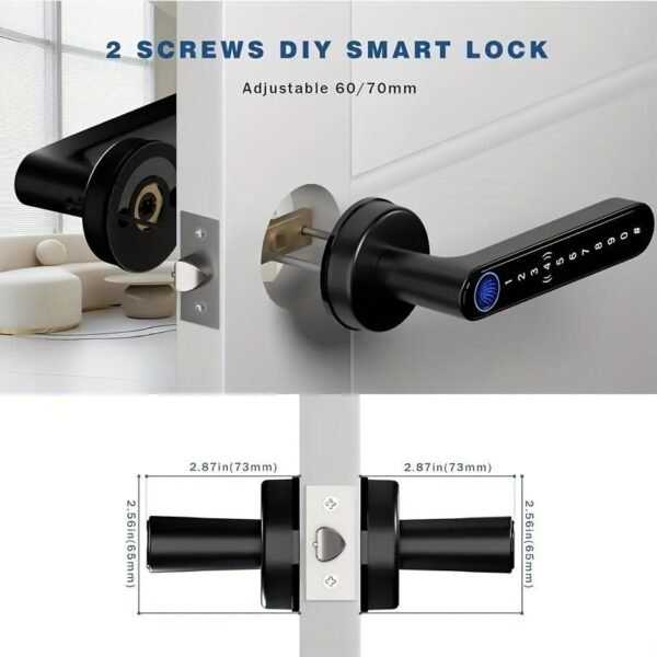 Smart Fingerprint Door Lock Waterproof Door Lock APP/Code/Key Card/Key 5-1 Unlock Way Gift For Birthday/Easter/President's Day (Battery Included)