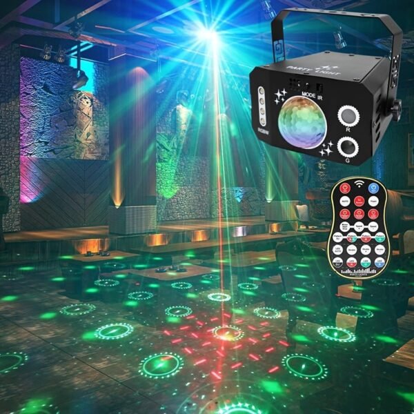 1pc USB 7 eyes disco ball lamp RGB projector light LED stage lights DJ sound activity lights Ambient Lighting Decorative Lighting with wireless remote control for bar Karaoke wedding Father's Day Mother's Day Black Friday Cyber Monday