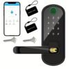 Smart 5 In 1 Door Lock With Handle Biometric Technology Storage Memory Function