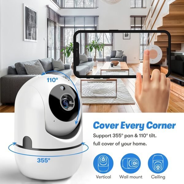 1pc HD 1080P Wireless Security WIFI Camera IP Camera, AI Smart Human Tracking Motion Detection, 2.4GAlarm Push, Video Surveillance, Smart Home Security Camera Mini Camera PTZ Camera Two Way Audio Security Indoor outdoors, Baby Pet Monitor works with 5G ph