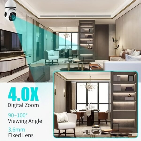 5G WIFI Surveillance 360° Rotate Auto Tracking Panoramic Camera Wireless E27 PTZ Camera CCTV IR Night Vision Motion Detection Two-Way Audio